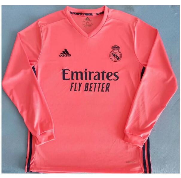 Real Madrid Long Sleeve Away Pink Soccer Jersey Shirt 2020/21